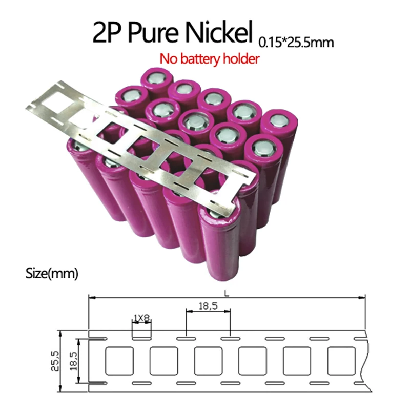 0.15*25.5mm 2P High Purity Pure Nickel Belt For 18650 Lithium Battery Welding Connection Tape Nickel Belt Lengths Can Be Select