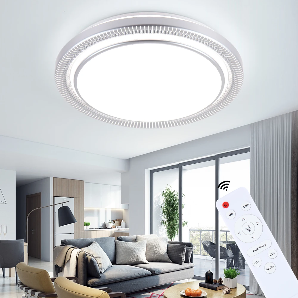110V 220V Modern LED Round Ceiling Light with Remote Control 80w Dimmable Ceiling Lamp Fitting for Bedroom Kitchen Hall  Balcony