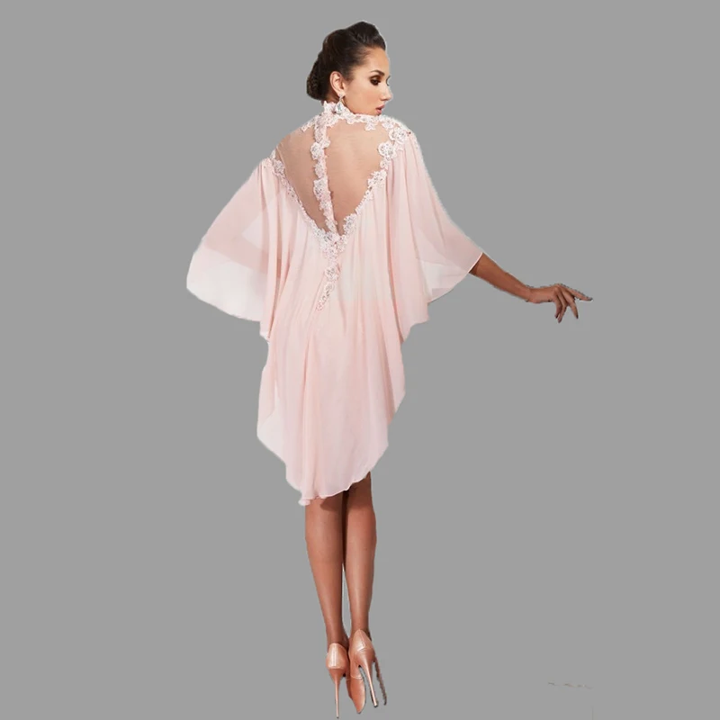 Robe courte en dentelle rose blush pour mère de la mariée, longueur aux genoux, avec perles, pour fête de mariage, CitroWedding, 2021