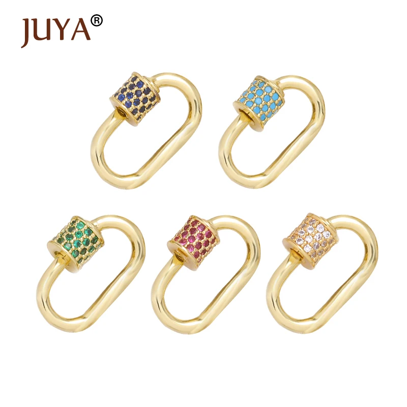 JUYA Jewelry Making Mini Clasps Jewelry Clasps Lock Carabiner Copper Connector Charm Micro Pave CZ Pendants For Jewelry Making