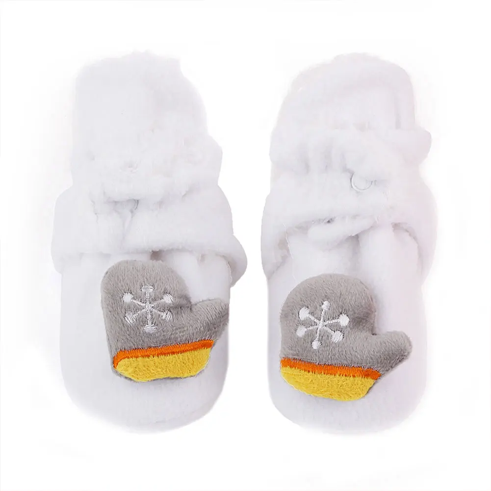 

Pudcoco Baby Christmas Booties Winter Warm 3D Cartoon Fleece Socks Crib Shoes Non-Slip Toddle First Walking Shoes