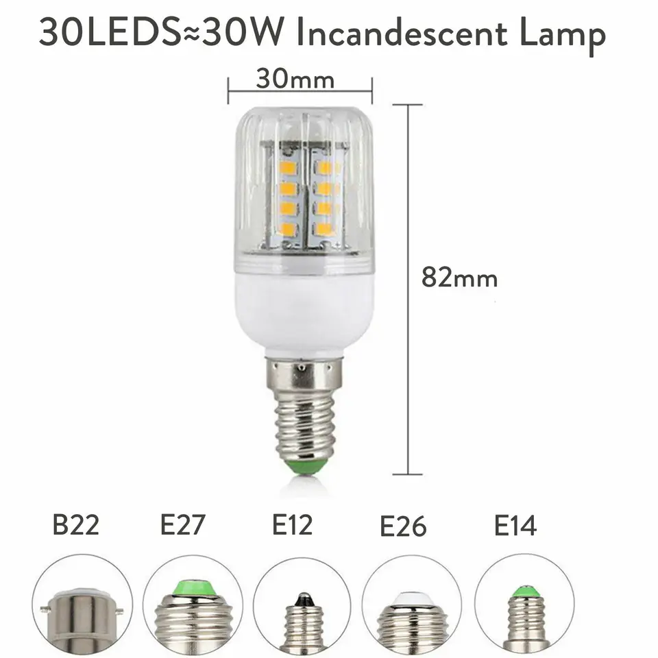 E27 E14 B22 LED Corn Light Bulbs Screw Bayonet Cap SES 7W 12W 30W 45W Ultra Bright 165LEDs Replace 150W Halogen Lamps, image 12