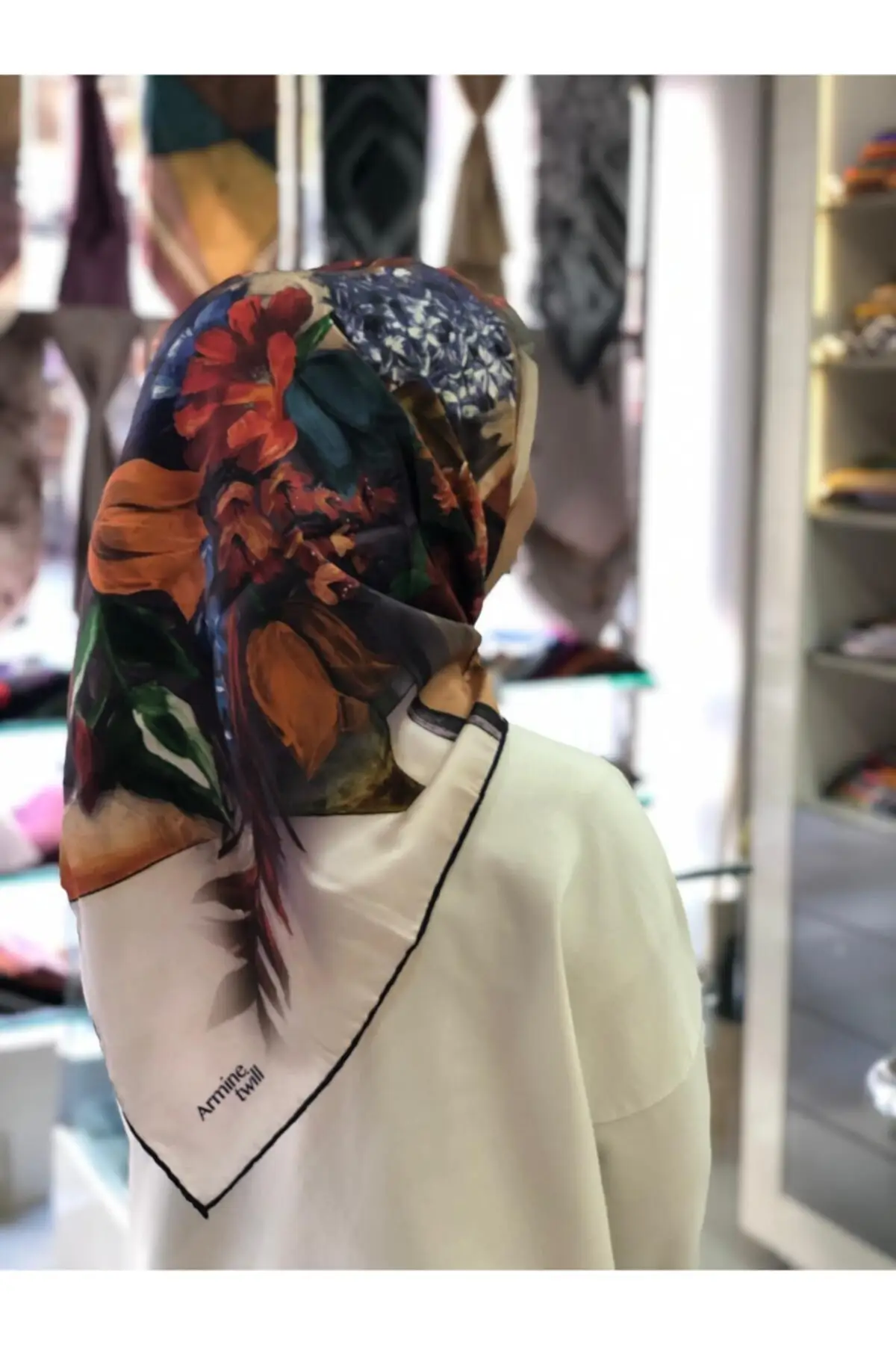 Flower Pattern Twill (Tivil) Scarf