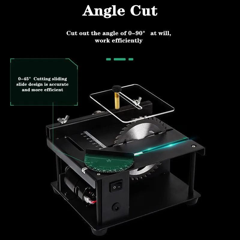 12-24V 200W piła stołowa Mini pulpit elektryczny piła tnąca prędkość kąt regulowany Liftable Blade nóż do drewna z tworzywa sztucznego akrylu