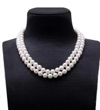 

>>>>noble jewelry Double-row 8-9mm Round Freshwater Cultured Pearl Necklace DIY women hot sale jewelry