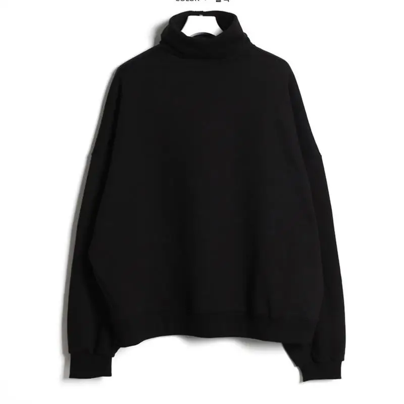 

Men's Long Sleeve T-Shirt Spring And Autumn New Drop Shoulder High Collar Fashion Youth Leisure Loose Large Size T-Shirt