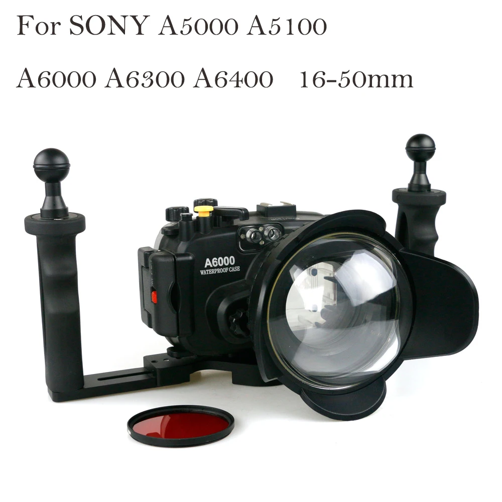 40m 130ft Waterproof Box Underwater Housing Camera Diving Case for Sony A5000 A5100 A6000 A6300 A6400 16-50mm lens Bag Cover