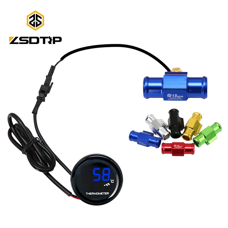 ZSDTRP KOSO Motorcycle Temperature Gauge For Yamaha XMAX250 300 NMAX CB500X Cb650F YBR125 with 18mm Thermometer Adapter