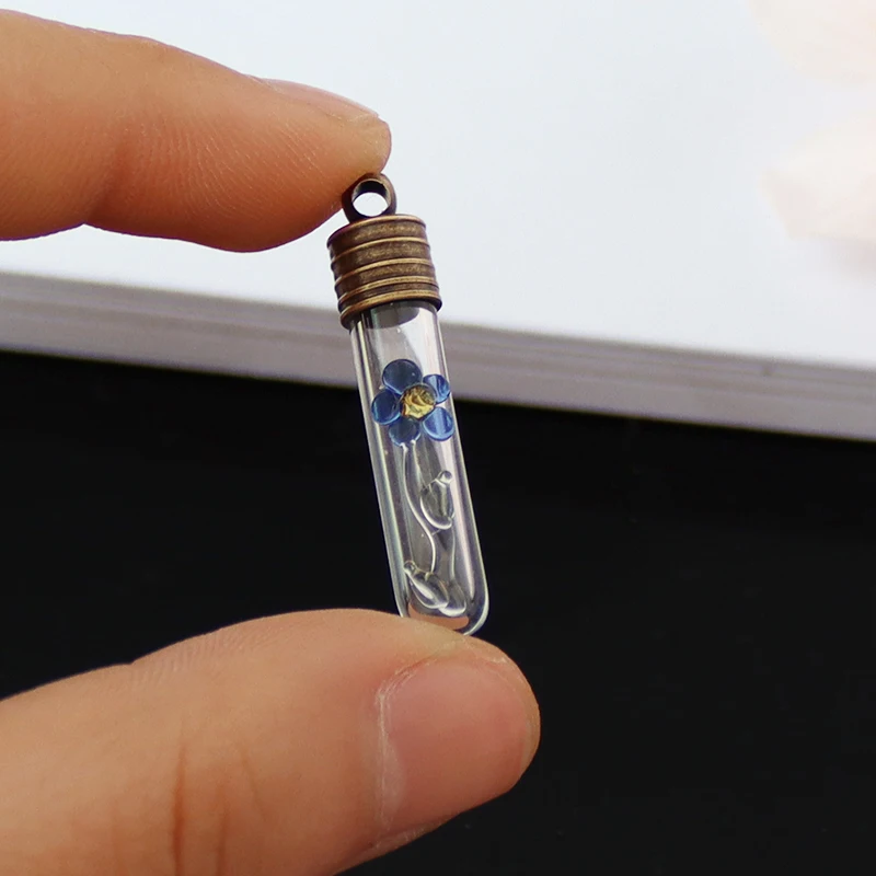 5PCS  Dasiy Vials Pendant Name On Rice Art glass bottle necklace pendant Glass Bottle Charms DIY Pendant Charms