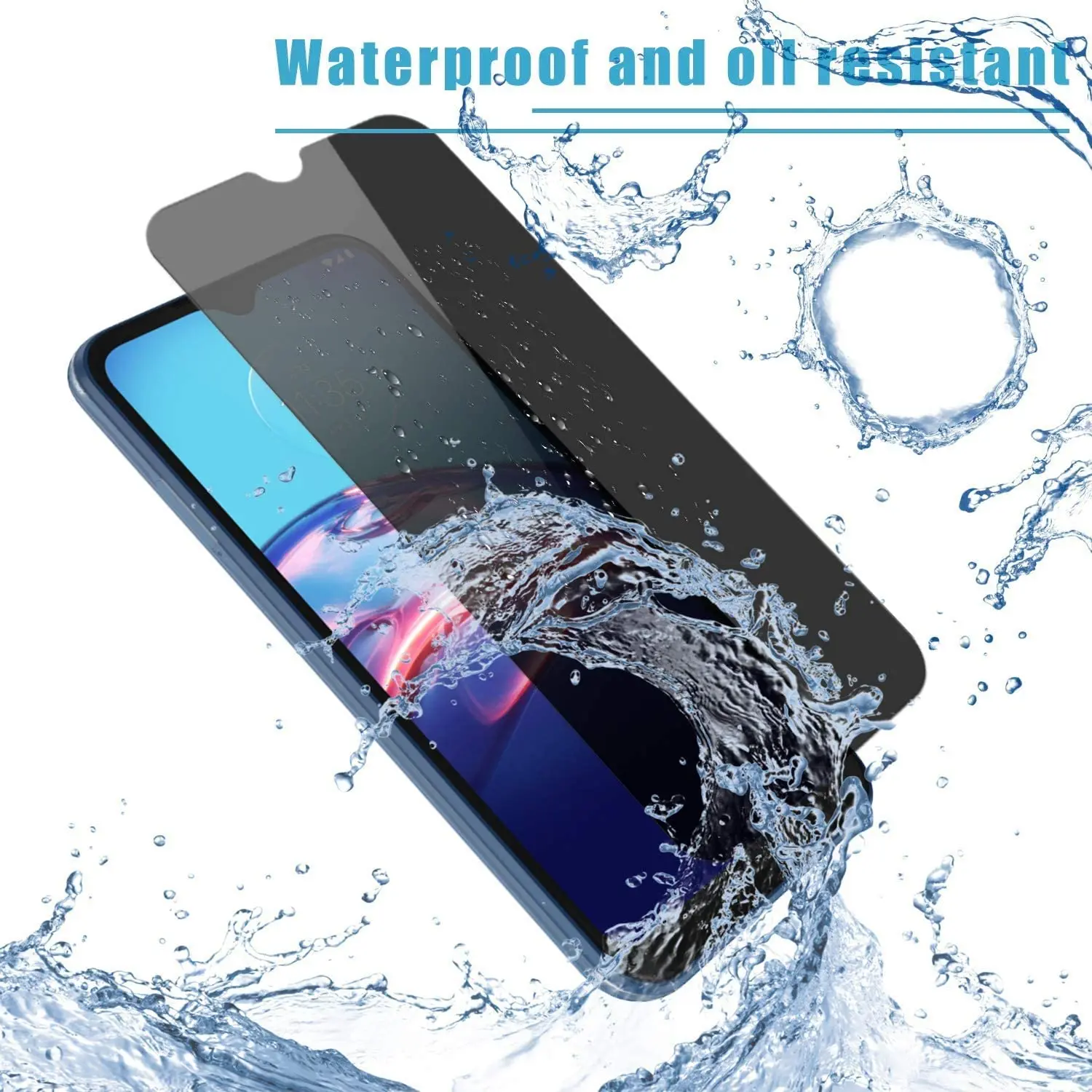 [2 Pac]Privacy Filter Tempered Glass Film AntiSpy Shield Screen Protector for Motorola Moto G9 Play/ G9 Power/E7 Plus image 4