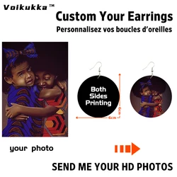 Voikukka jóias 6 cm imagem redonda personalizado ambos os lados impressão personalização pessoal gota brincos femininos para presentes