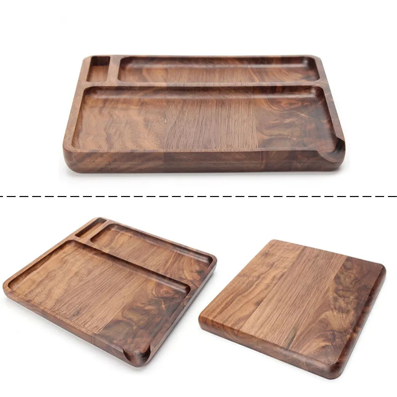 MUXIANG Tray Operation Panel Wooden Tray Rectangular Walnut Wood Smoking Accessories Storage Base