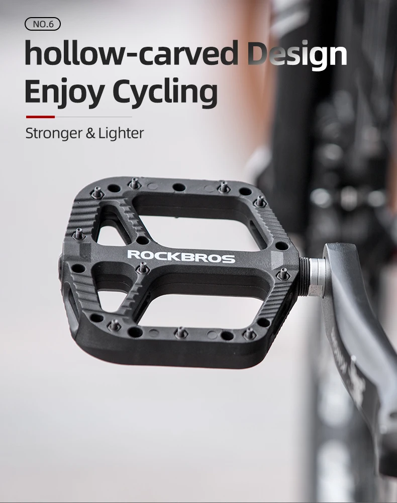 ROCKBROS Ultraleicht Dichtung Lager Fahrrad Pedale Radfahren Nylon Road bmx Mtb Pedale Flache Plattform Fahrrad Teile Zubehör – Detail 10