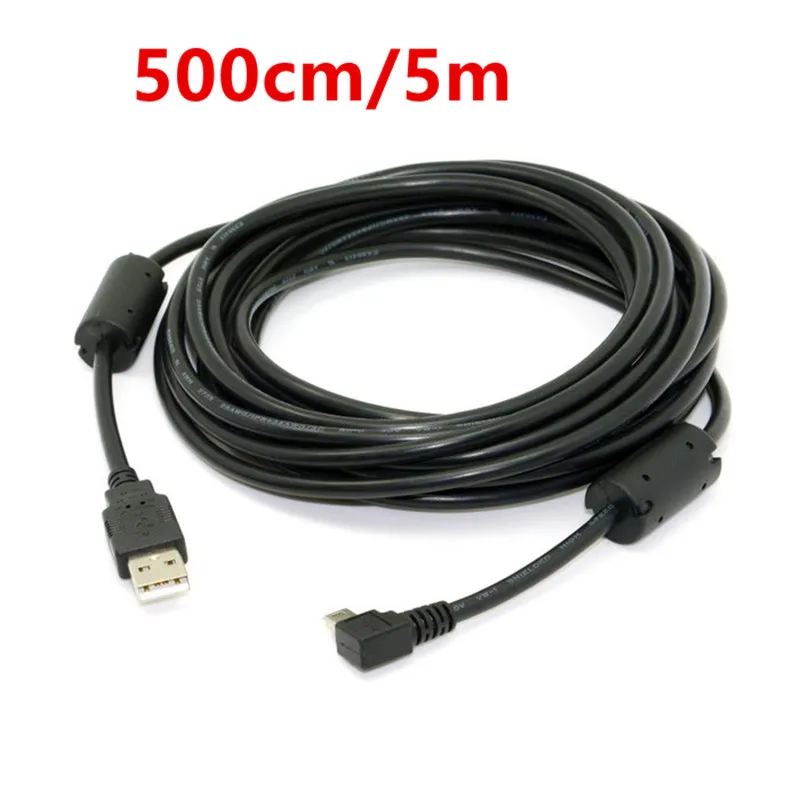 5m USB 2.0 męski na Mini USB B typ 5-pinowy 90 stopni w górę, w dół, w lewo i w prawo kabel danych odpowiedni do telefonu komórkowego MP3 MP4