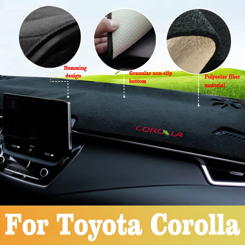 Car Dashboard Avoid Light Pad Instrument Platform Desk Cover Mats Carpets For Toyota Corolla 2019 2020 Anti-UV Car Accessories