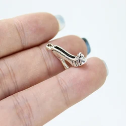 25Pcs/Lot Shoe Charms Antique Tibetan Silver Tone 3D Lovely High Heeled Shoes Charm Pendant 18X14mm