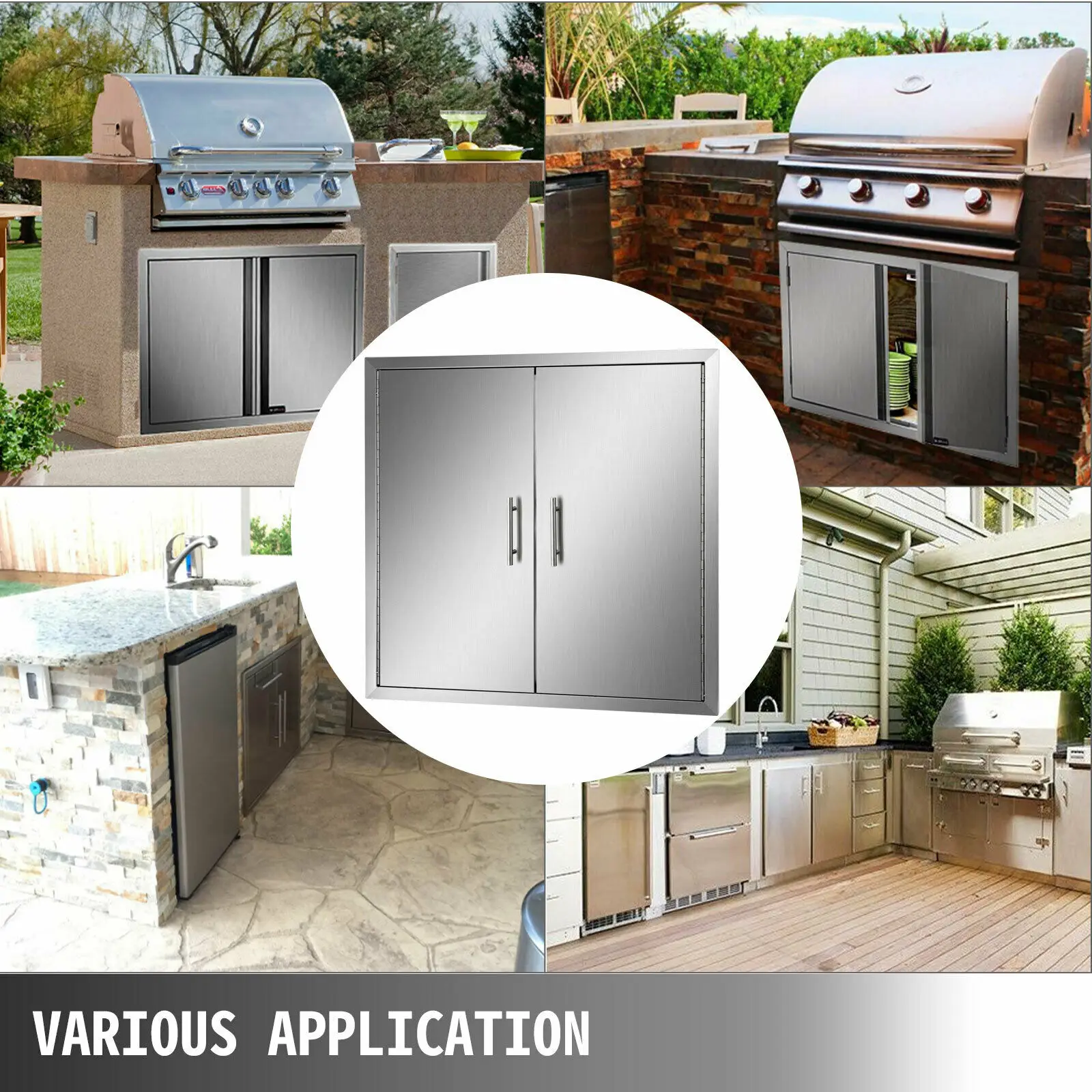 VEVOR Isla de barbacoa de acero inoxidable puertas individuales/dobles con mango bloques magnéticos duraderos perfectos para cocinas al aire libre