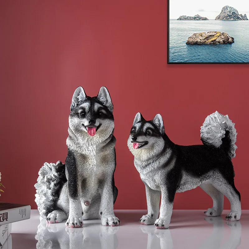 Resin Husky dog figurines Home Decoration Accessories Living room Furniture outdoor garden decoration Home Furnishing articles