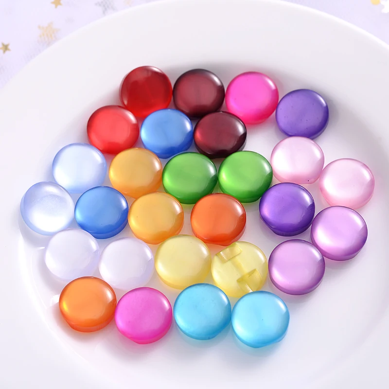 13mm 50Pcs  Transparent Solid Color Resin Buttons Cute Random Mixed Color Sewing Button Scrapbooking DIY Apparel Accessories