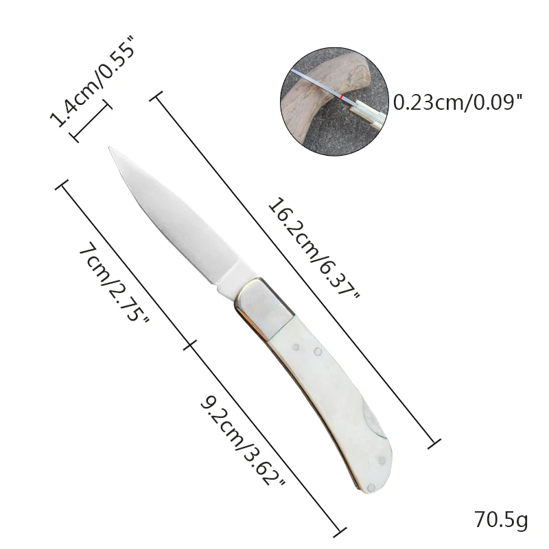 6.3inch Portable Folding Knife Natural Cattle Bone Handle Outdoor Survival Hunting Knives Fishing Kitchen Pocket EDC Collection