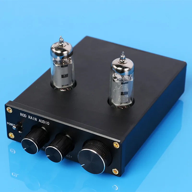 6J5 /6K4 Tube Preamplifier audio amplifier NE5532 Preamp Tweeter Bass Adjust Bile Pre Speakers Amplifier with Power Adapter