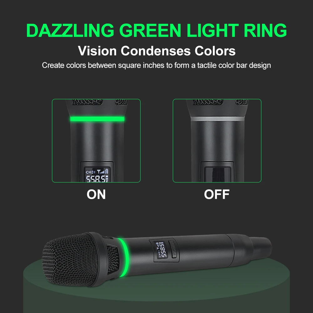 XTUGA Dual Channel Wireless Handheld Microphone up to 50m Receive,Super Cardioid UHF Microphone system for Karaoke,Party,Wedding