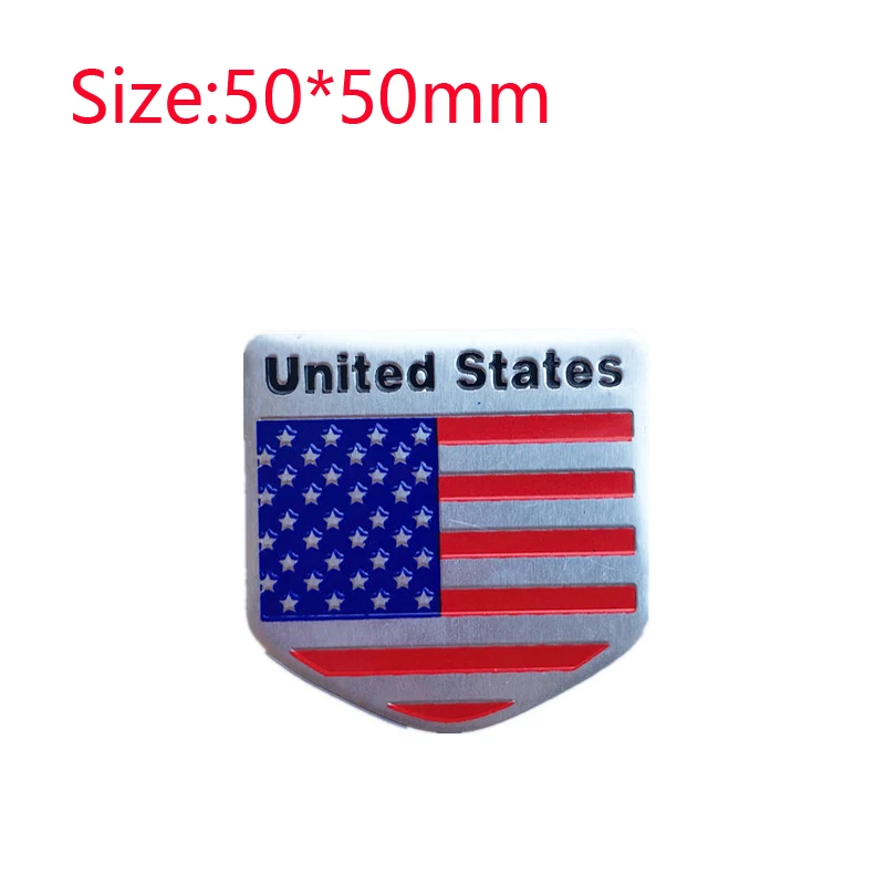 USA Flag United States Thin Aluminium Label Emblem Chrome Car Styling Sticker America Shield for Ford Buick Land Rover