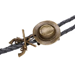 Western cowboy double gun hat bolo tie riding fashion accessories metal bolo tie