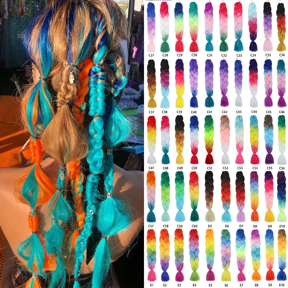 Jumbo Braid Hair For Crochet Box Braids Synthetic Hair Extension Wholesale Pre Stretched Yaki Kanekalon Ombre Colored 100G/Pcs