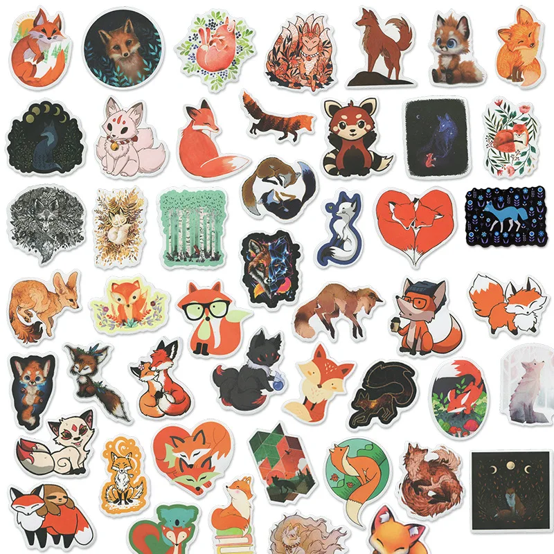 10/30/50PCS Cartoon Fox Sticker Animal For Suitcase Notebook Skateboard Fridge Laptop Classic Toy Decals Graffiti Sticker F3