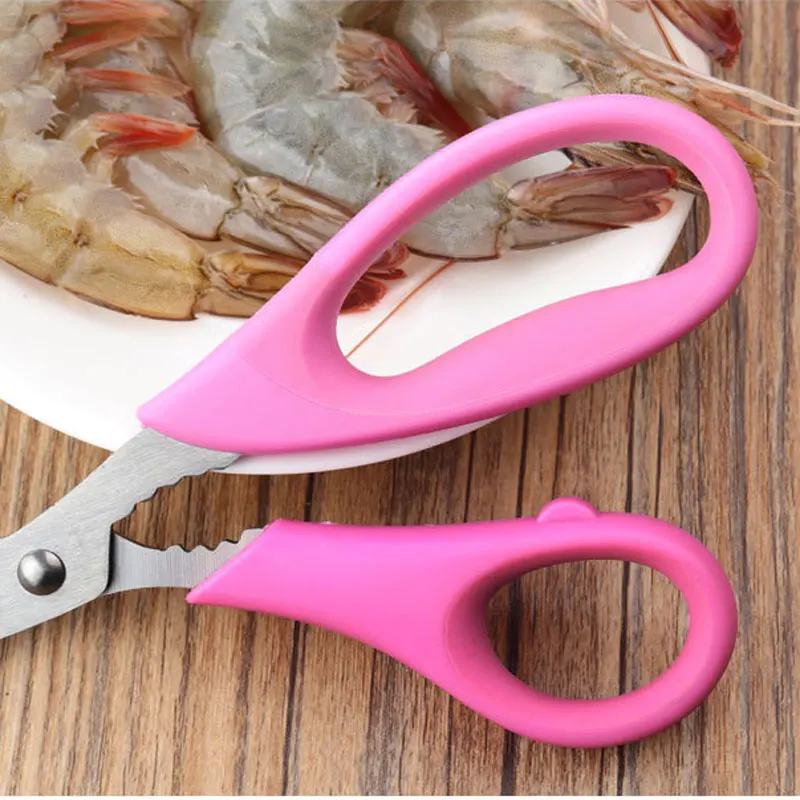 Dropship ในครัวเรือนปลอกกระสุนกรรไกรสแตนเลสกุ้งตัดเปลือก Multi-Function Crayfish ปลอกกระสุนกรรไกรครัว