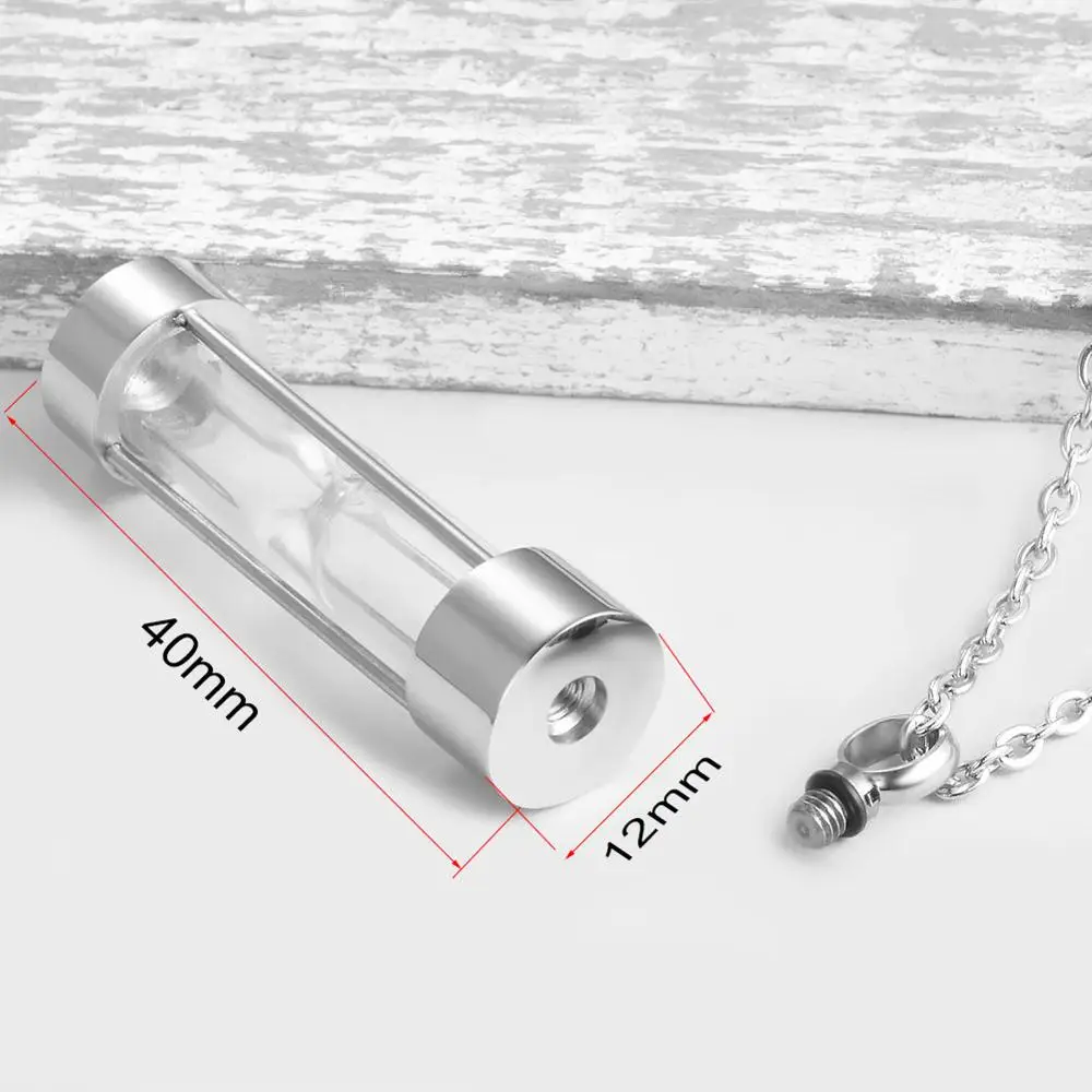 Eternity Memory Hourglass Urn Necklace Memorial Cremation Jewelry Stainless Steel Pendants Locket Holder Ashes for Pet/Human