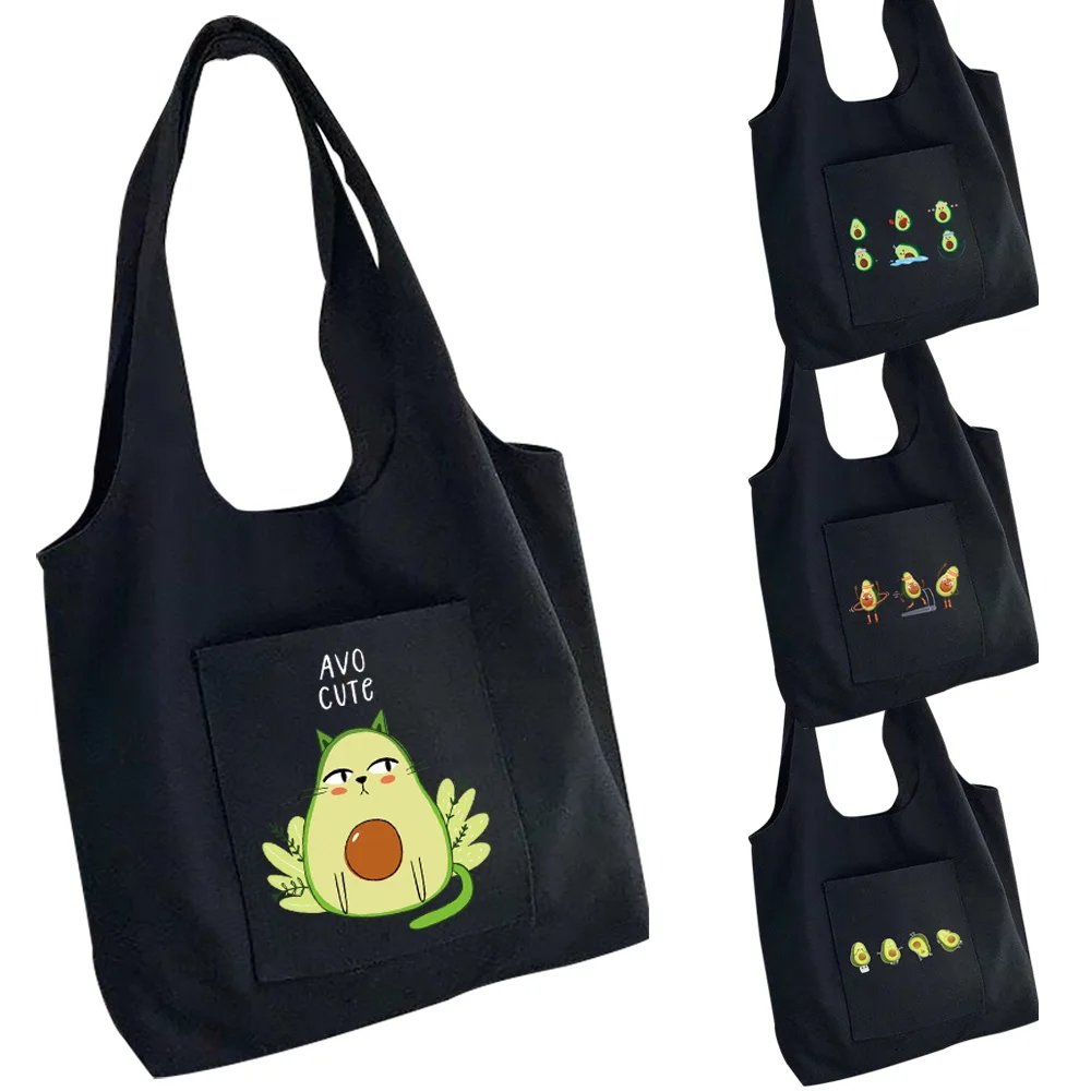 

Shopper Bag Women Handbag Avocado Cartoon Doll Print Portable One-shoulder Shopping Bag Tote Bag Large Capacity Canvas Bags