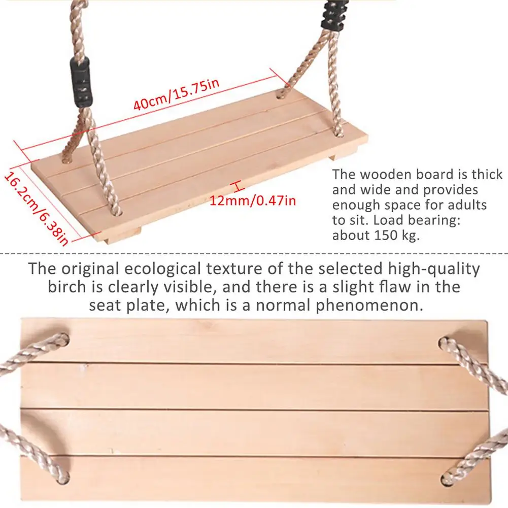 Adults And Children Swing Polished Four-Board Anti-Corrosion Wood Swing Outdoor Indoor Pastoral Wooden Swing Garden Game