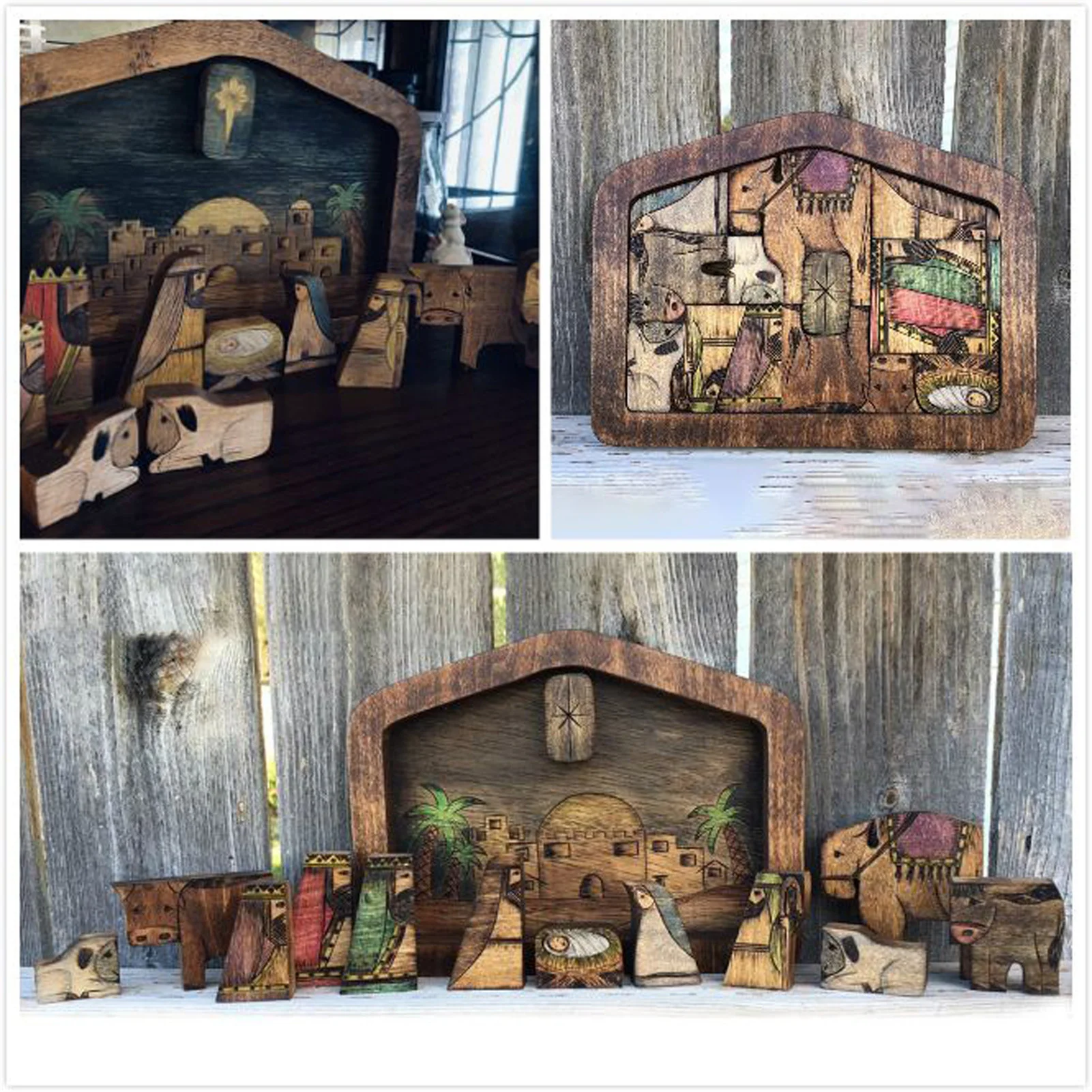 Wooden Jesus Puzzles Nativity Puzzle With Wood Burned Design Home Decoration Accessories For Children Kids Boys Birthday Gifts