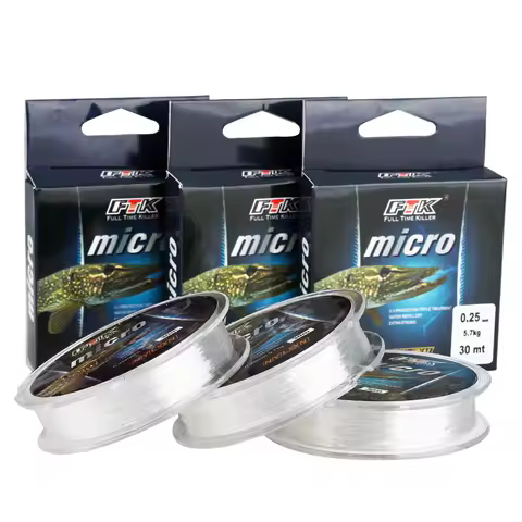 FTK 30M 나일론 얼음 낚시 라인 2.9-12.5LB 0.08-0.25 MM 레벨 투명 낚시 라인베이스 잉어 겨울 낚시 액세서리
