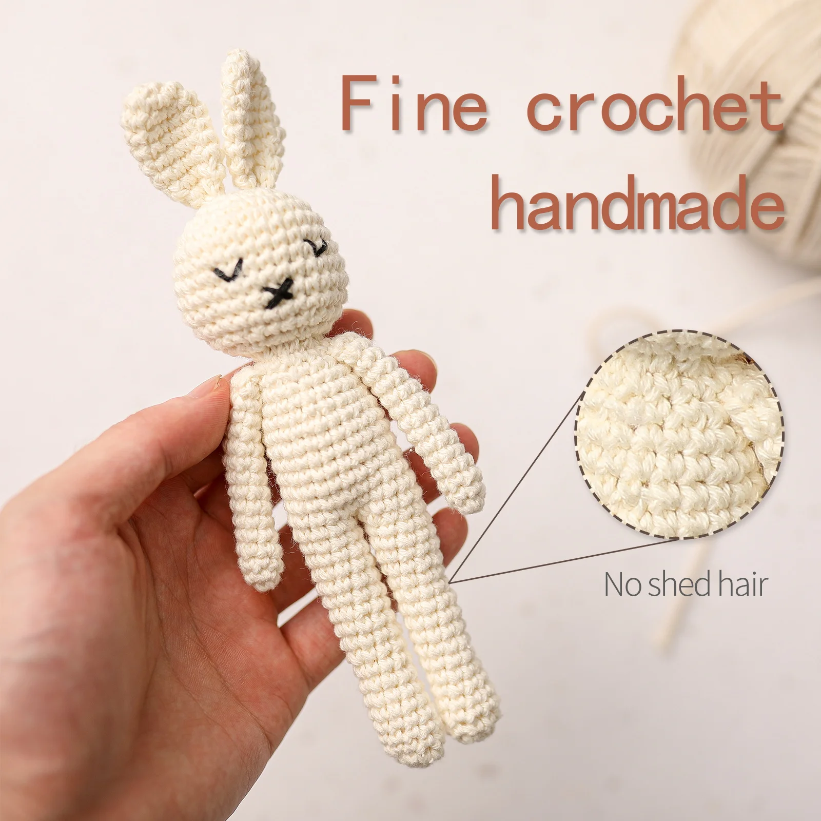 Crochet Rabbit Doll Toys for Kids Handmade Rattles Wool Doll Animal Stuffed Plush Toy Newborn Baby Soothing Toy Birthday Gift