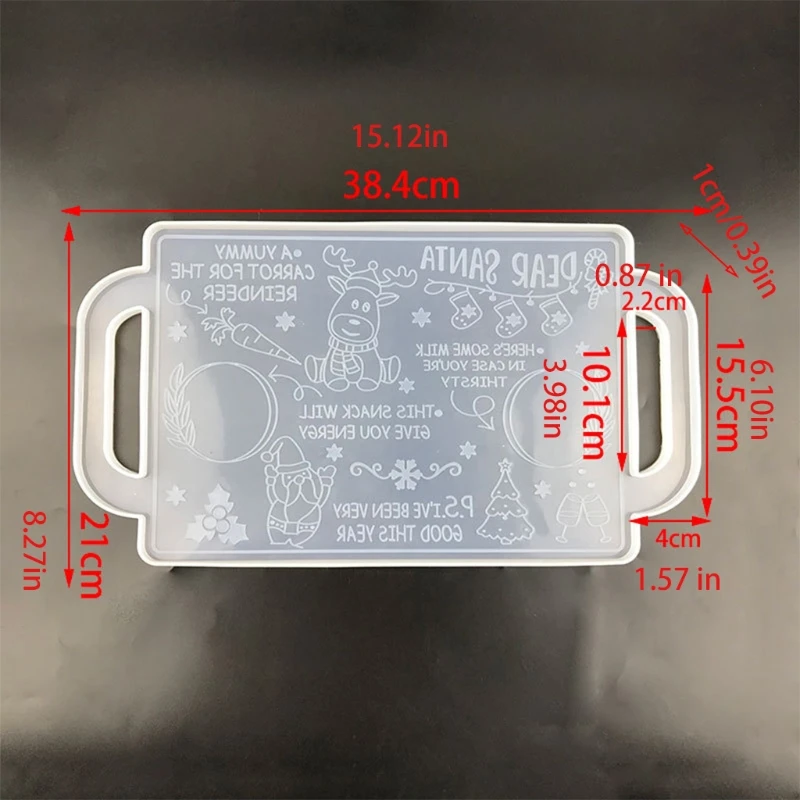 R3MC Christmas Tray żywica epoksydowa formy Xmas owoce przekąska talerz do serwowania formy silikonowe DIY rzemiosło stojak na biżuterię dekoracje domu