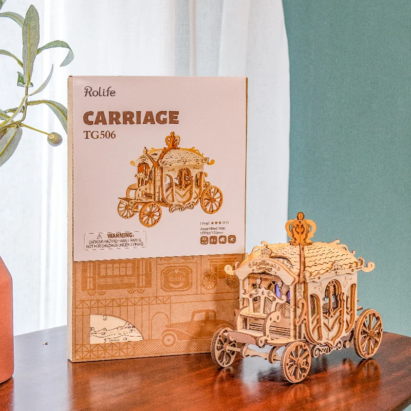 Robotime 3 Kinds DIY 3D Transportation Wooden Model Building Kits Vintage Car Tramcar Carriage Toy Gift for Children Adult