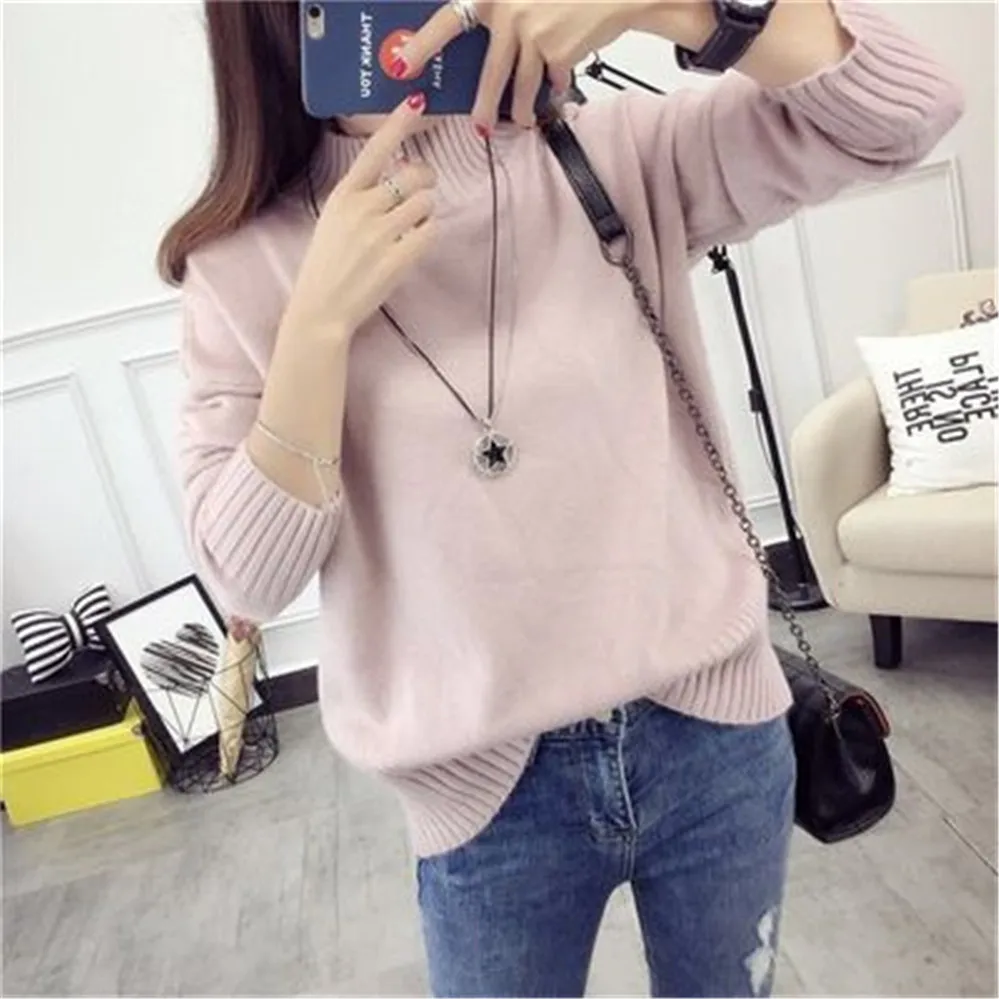 Fashion Cashmere Turtleneck Sweater Women 2024 Autumn Winter Pullover Jumper Pull Femme Streetwear Casual Knitted Sweater PZ3455