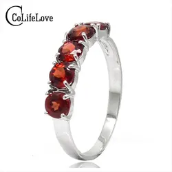 100% Natural Garnet Wedding Rings for Women 925 Solid Sterling Silver Jewelry January Birthstone Ring for Girl Fashion Jewelry