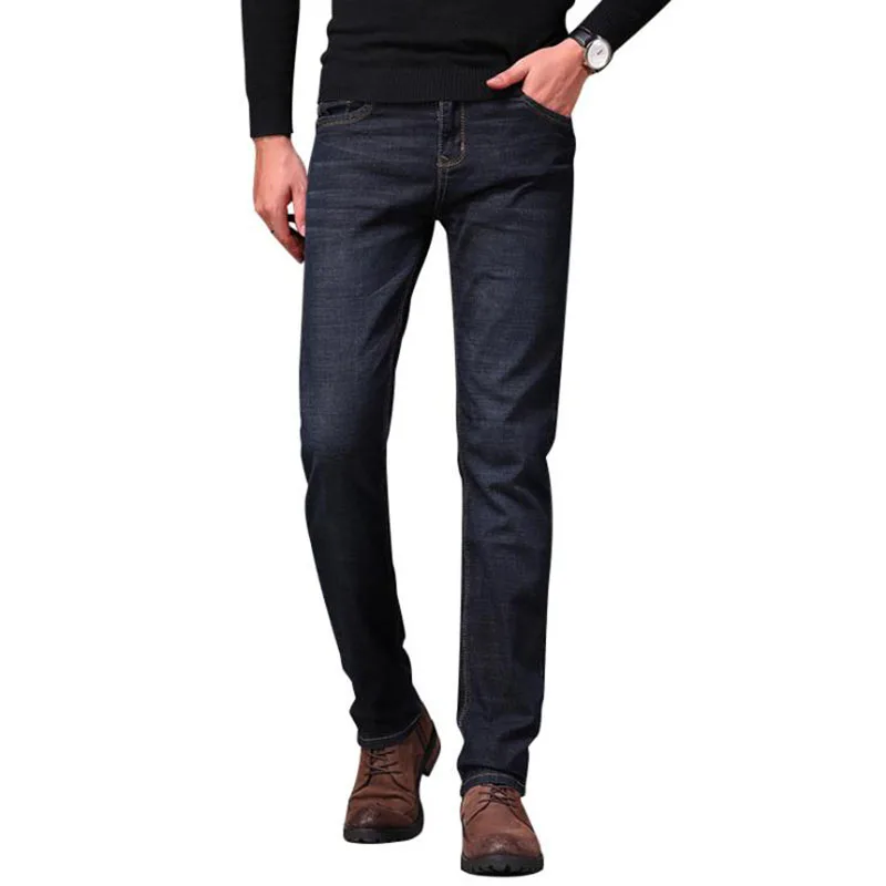 

Men's Business Jeans Spring Autumn Fashion Straight Regular Blue Stretch Denim Trousers Classic Men Pants Plus Size 28-40