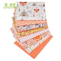 Chainho,Orange Cartoon Series,Printed Twill Cotton Fabric,Patchwork Cloth,For DIY Quilting Sewing Baby&Child Bedclothes Material