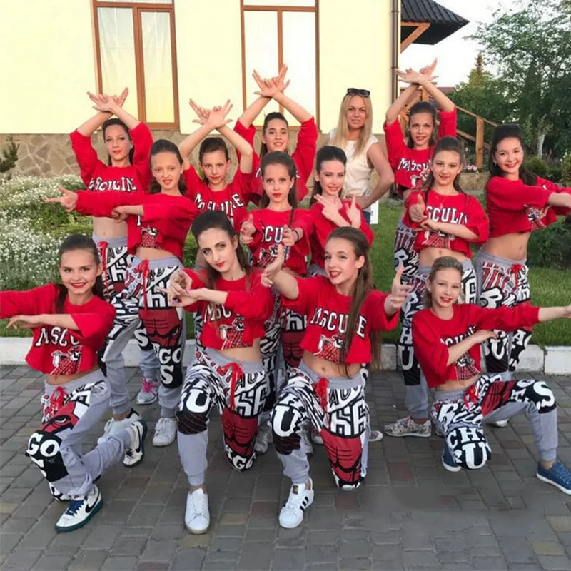 Hip Hop Costumes Adults Jazz Dance Costume Modern Dancing Outfits Women Cheerleader Clothing Girls Stage Performance Wear DT1576