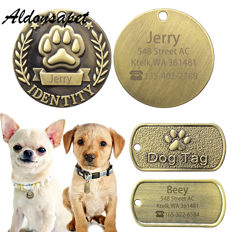 

Custom Retro Military Name Dog Tag Personalized Engraved Metal Dog Nameplate Pet Dog Collar ID Name Tags For Labrador Bulldog