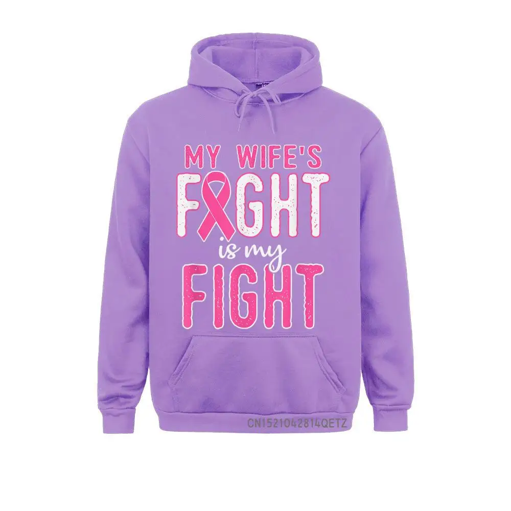 Long Sleeve Hoodies Spring/Autumn Youth Sweatshirts Breast Cancer Top My Wifes Fight Is My Fight Design Clothes Fashionable