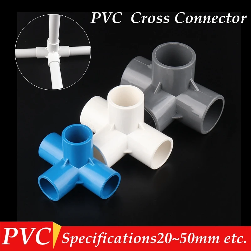 5pcs I.D 20-32mm PVC Pipe Fittings Stereoscopic 4 Ways Connector Home Garden Irrigation Hose Fittings Water Connectors DIY Tools