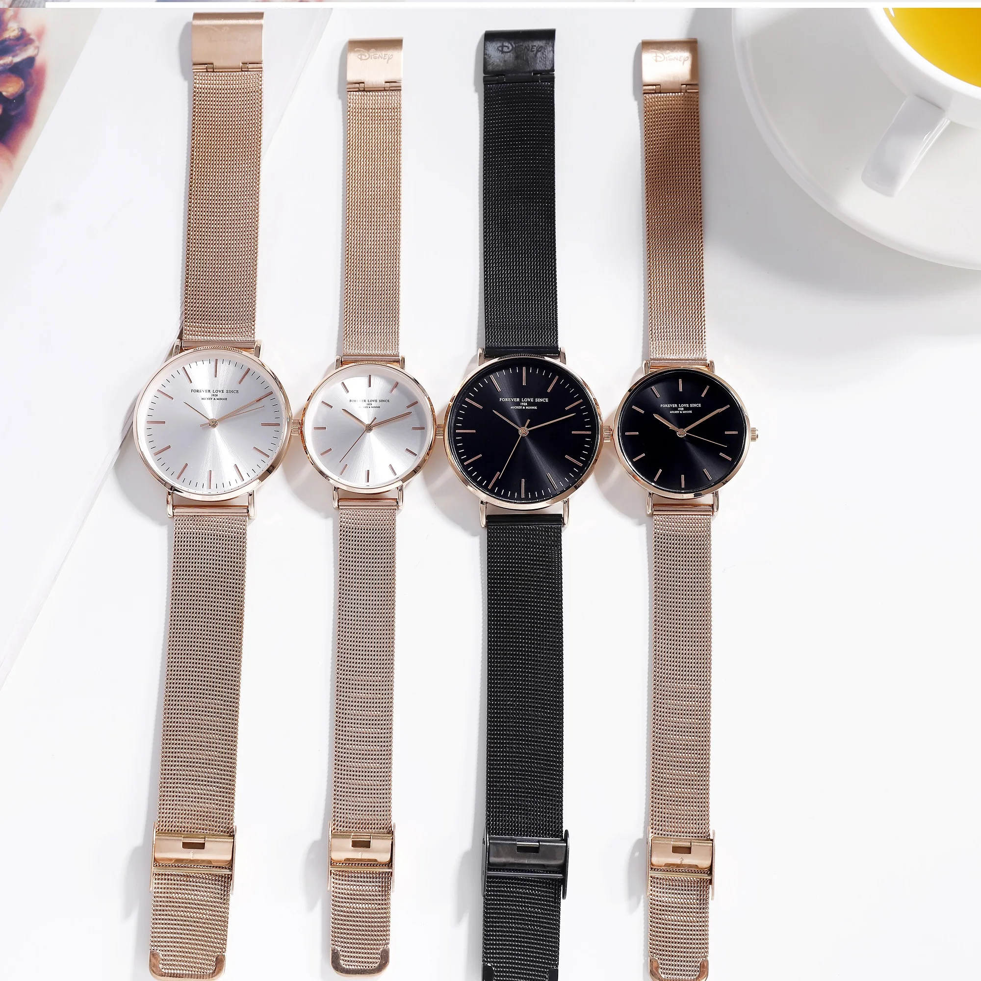 Disney Women Quartz Watches Simple Minimalist Steel Mesh Band Wristwatches Lady Female Montre Femme Reloj Mujer Watches MK-13010