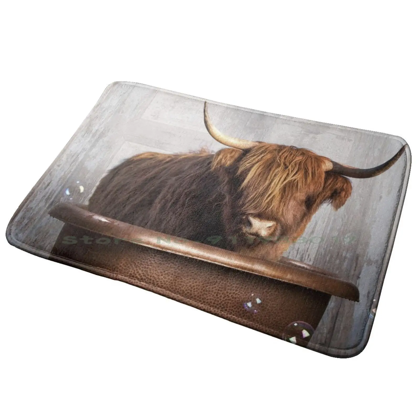 Highland Cow Entrance Door Mat Bath Mat Rug Highland Cow Bull Bathroom Bathtub Clawfoot Shampoo Bath Time Children Nursery Zoo