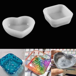 Molde de posavasos de silicona DIY, moldes de fundición epoxi de corazón cuadrado, fabricación de resina de arcilla artesanal, accesorios para hacer joyas, 1 ud.